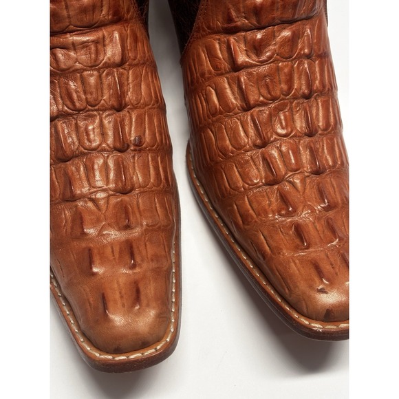 Carrilleras Boots Crocodile 7 Embossed Embroidered Pointed‎ Toe Cowgirl Heels - Picture 4 of 16